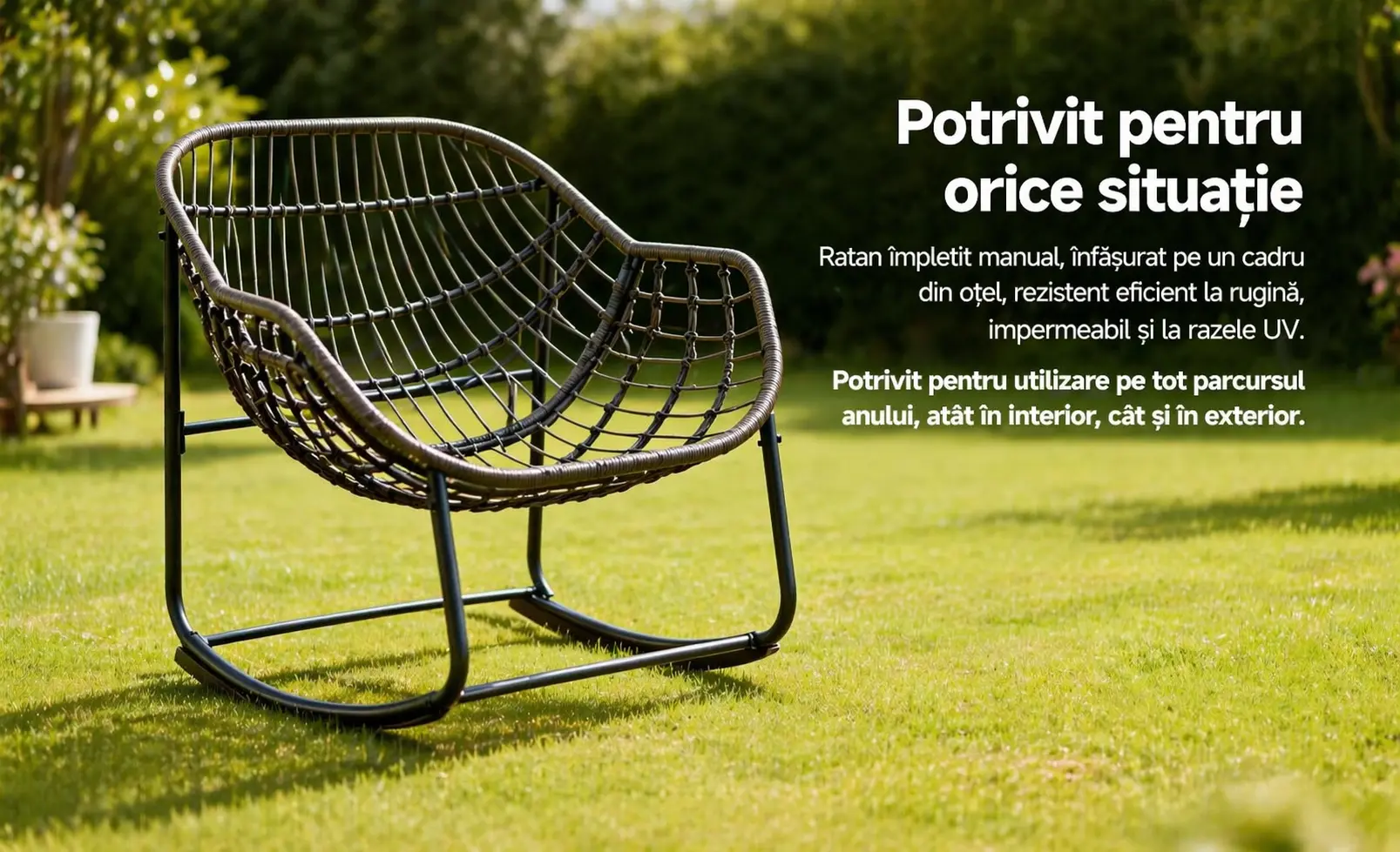 Scaun balansoar Papasan Solara din ratan - imagine detaliu 2