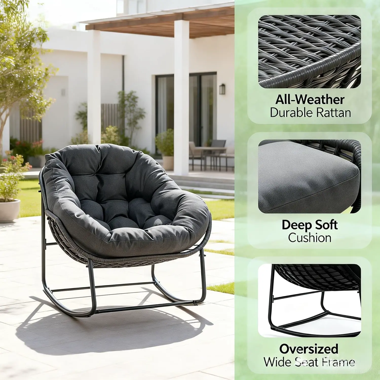 Scaun balansoar Papasan Solara din ratan, imagine 10