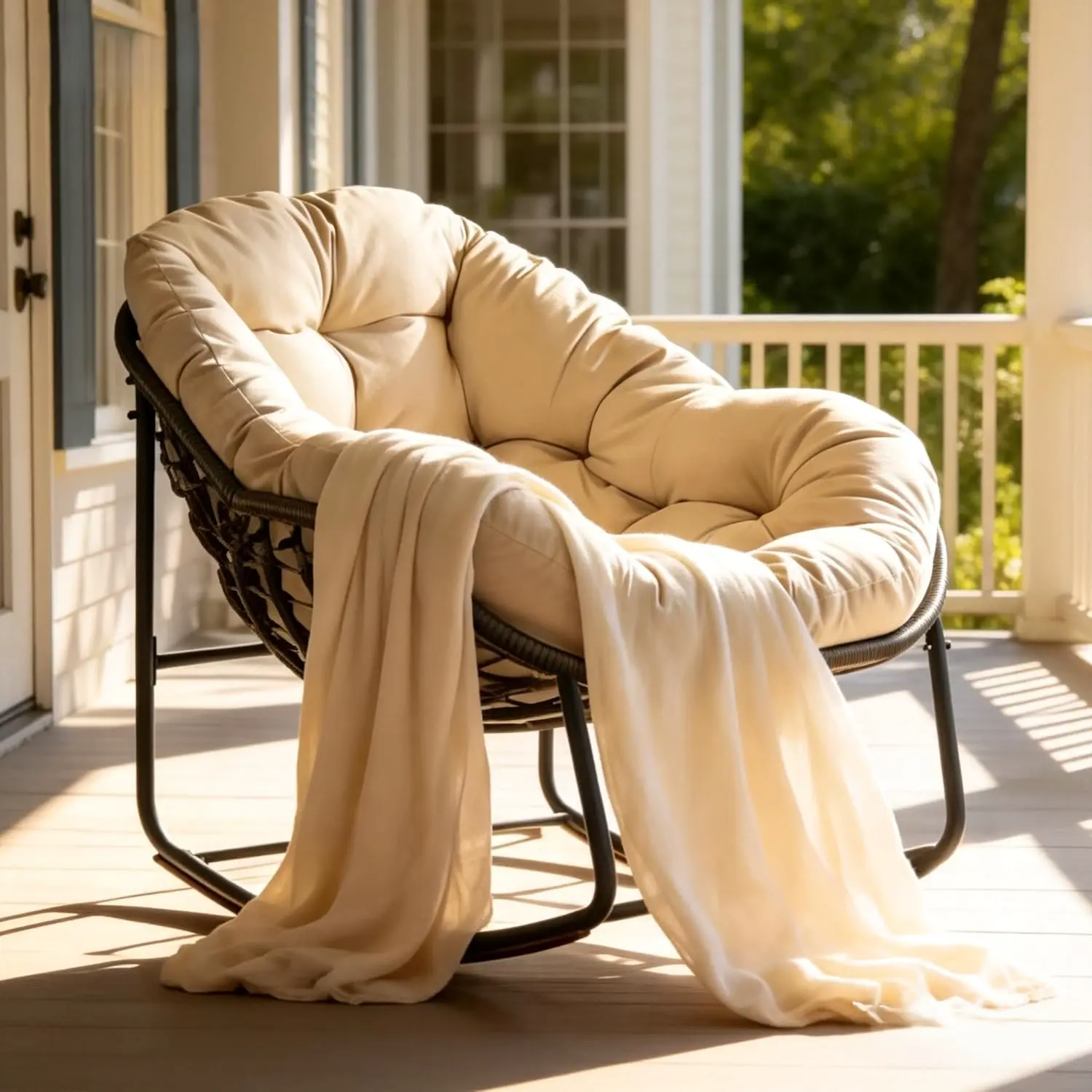 Scaun balansoar Papasan Solara din ratan, imagine 2