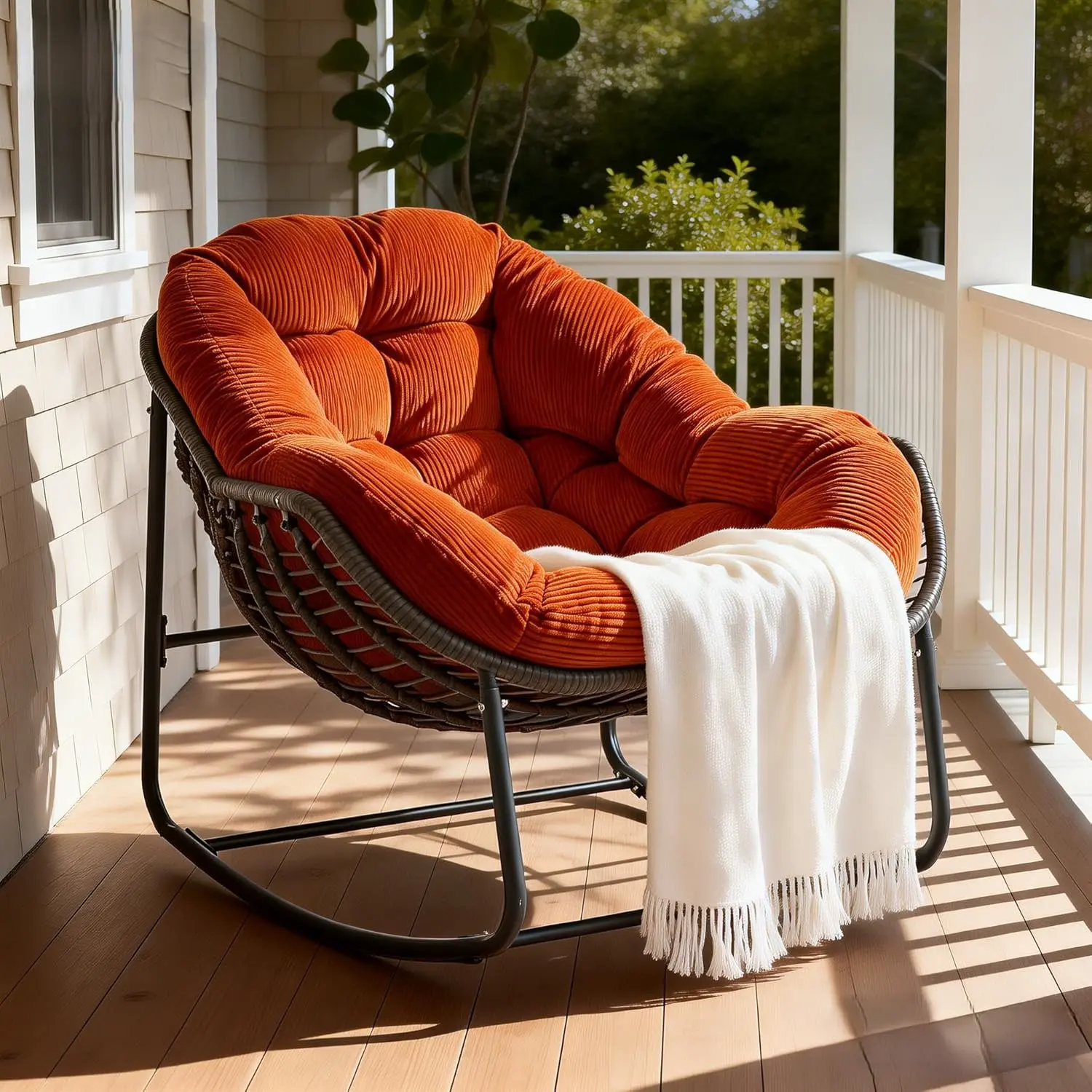 Scaun balansoar Papasan Solara din ratan, imagine 3