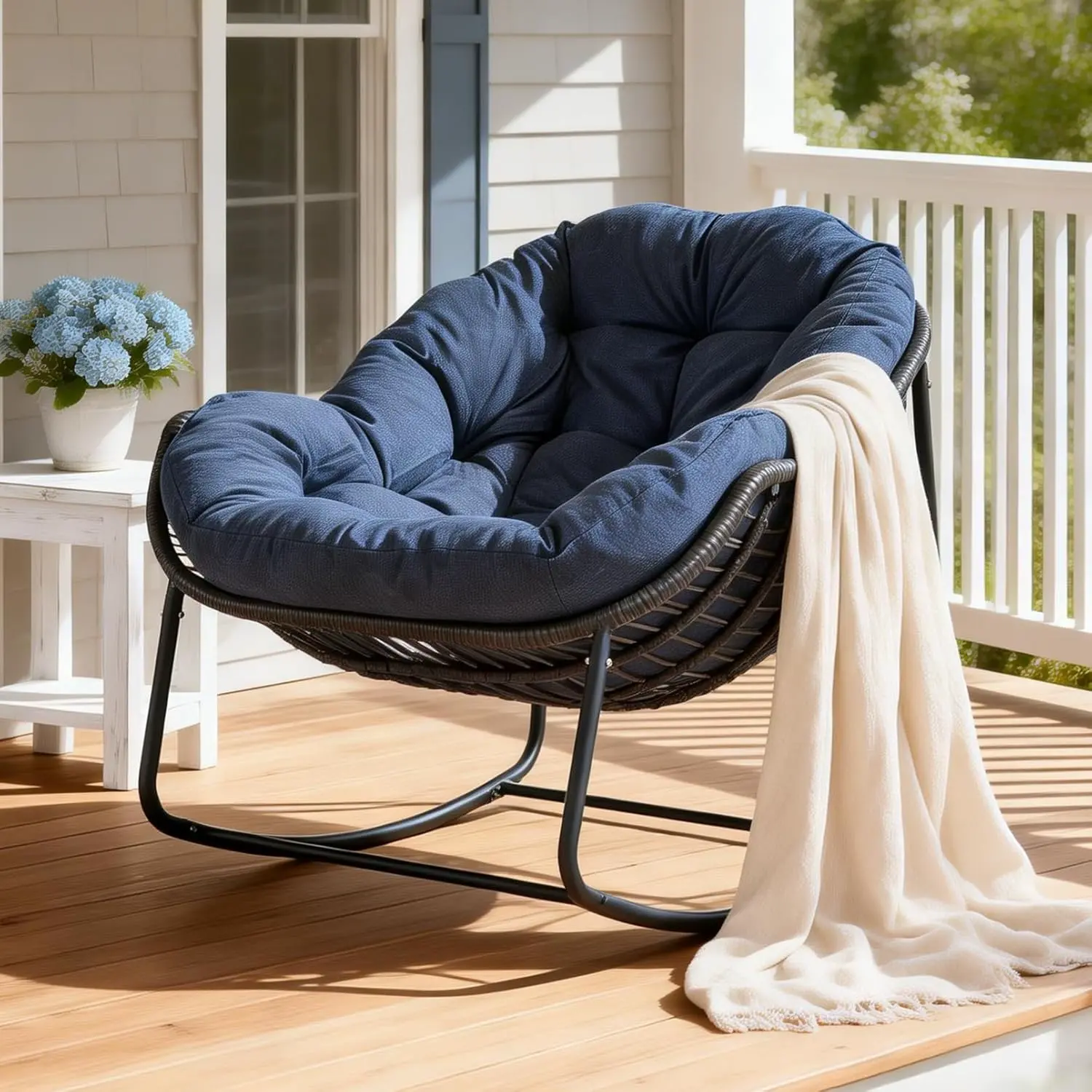 Scaun balansoar Papasan Solara din ratan, imagine 4